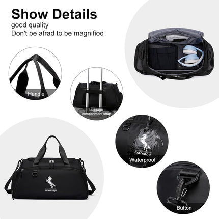 Gym Duffle Bag with Shoe Compartment & Wet Pocket 37L
