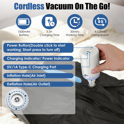 17L Vacuum Storage Bags with Rechargeable Pump - 2 Pack