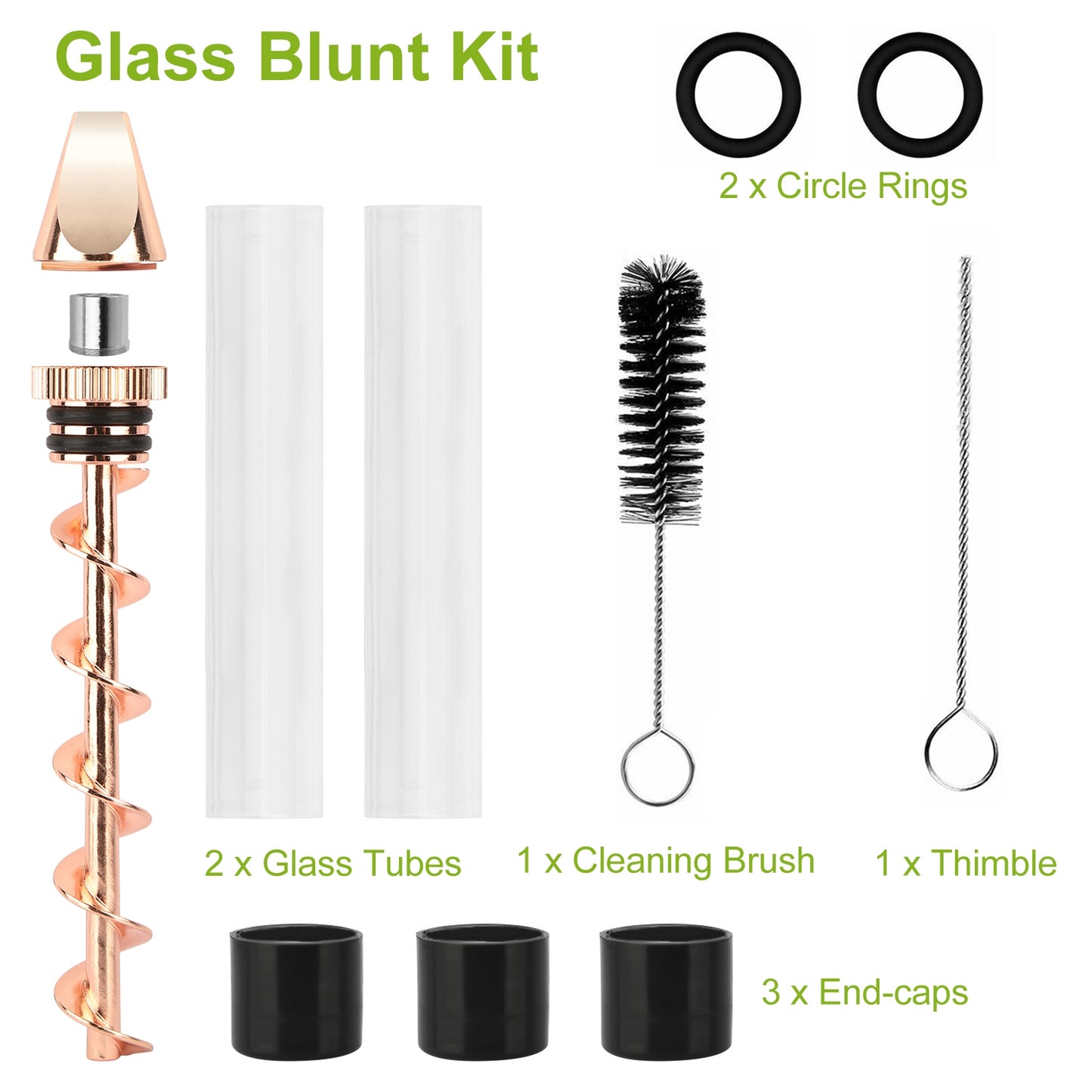 7-in-1 Glass Twisty Blunt Kit – Grinder, Metal Tip & Brush