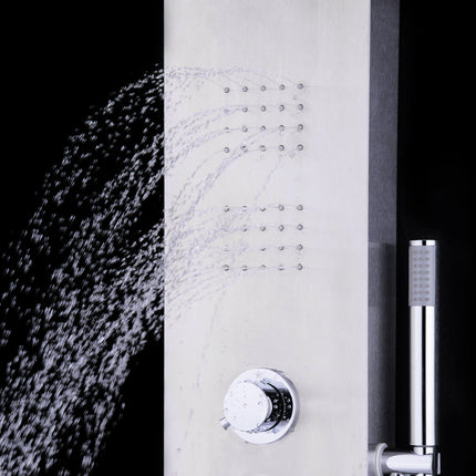 59” Stainless Steel Shower Panel with Massage Jets and Hand Shower