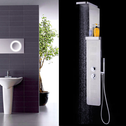 59” Stainless Steel Shower Panel with Massage Jets and Hand Shower