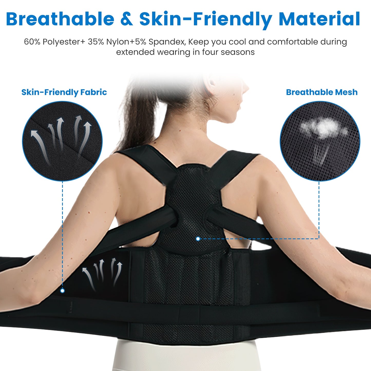 Posture Corrector for Women Men Adjustable Back Brace Posture Trainer Improve Hunchback Slouching Kyphosis Correction Invisible Under Clothes Upper Ba