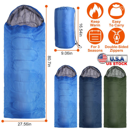 3-Season Sleeping Bag for Adults with Carry Bag 32-50°F