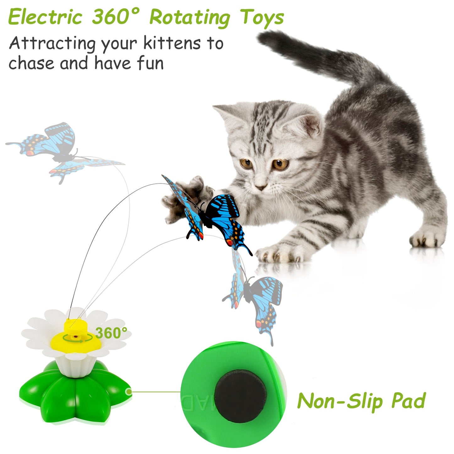 Cat Track Tower Toys 4-Layer Ball Track Interactive Cat Toys Electric Rotate Butterfly Birds