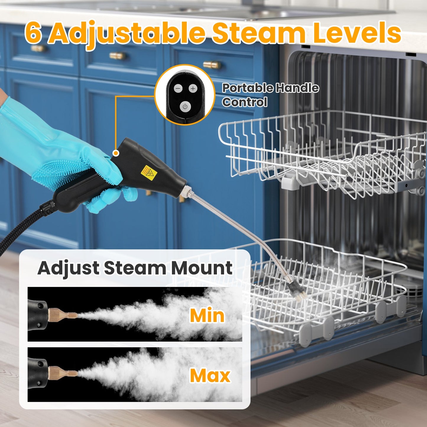1500W Handheld Steamer – Digital High-Pressure Cleaner with 8 Accessories