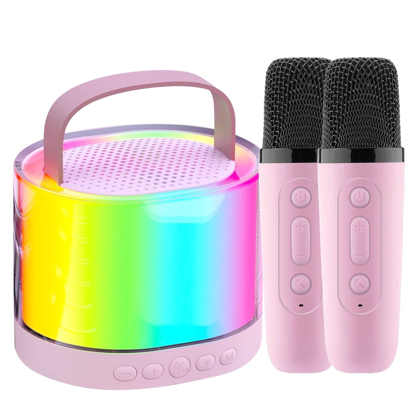 Mini Karaoke Machine With 2 Wireless Microphones Portable Karaoke Set for Kids Adults with RGB Lights Magic Sounds Echo Effect Gift for Boys Girls
