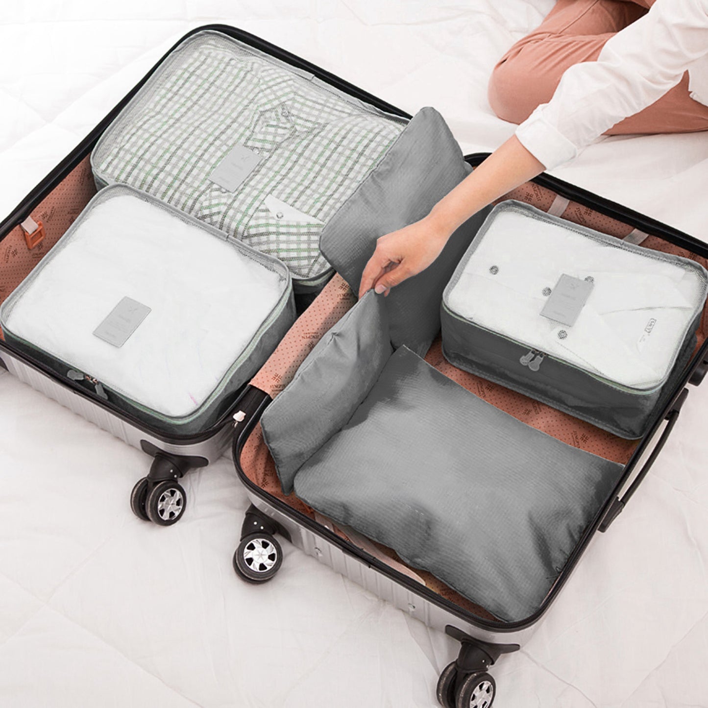 9Pcs Clothes Storage Bags Water-Resistant Travel Luggage Organizer Clothing Packing Cubes for Blouse Hosiery Stocking Underwear