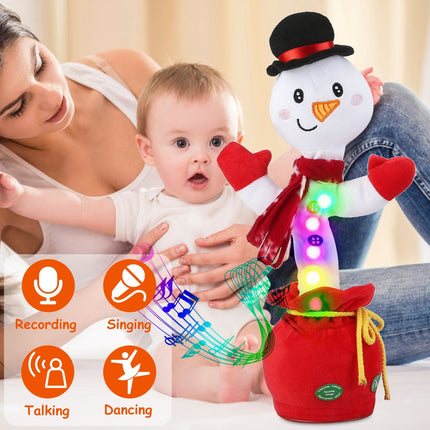 Kid Electric Dance Toy Christmas Elk Snowman Senior Penguin Plush Toy Interactive Sing Song Whirling Mimicking Recording Light up Toy