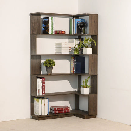 5-Tier L-Shaped Corner Bookshelf with 6 Open Shelves