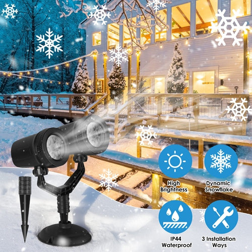Christmas Snowflake Projector Light – Dual-Head LED, IP44 Waterproof