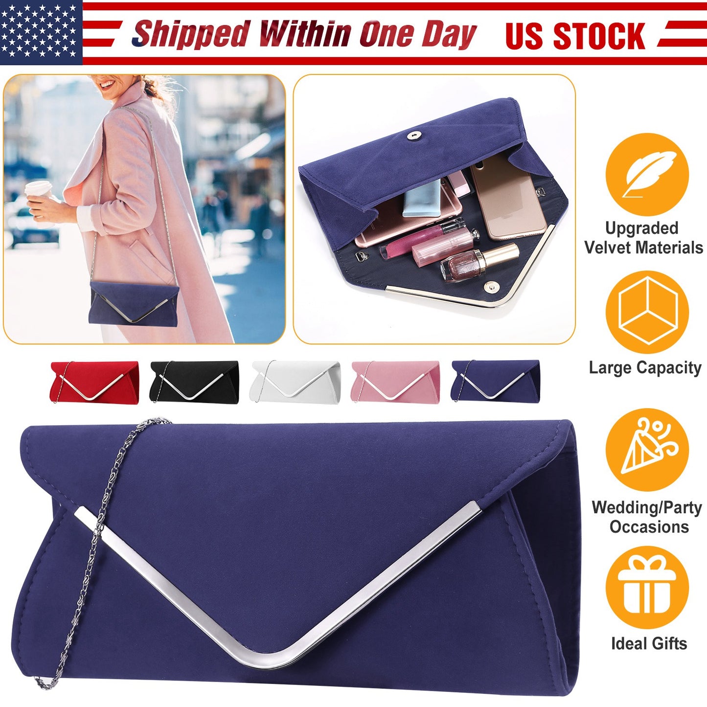 Women Clutch Wallet Bags For Party Wedding Soft Handbag Portable Thin Envelop Evening Purse for Bridal Dating