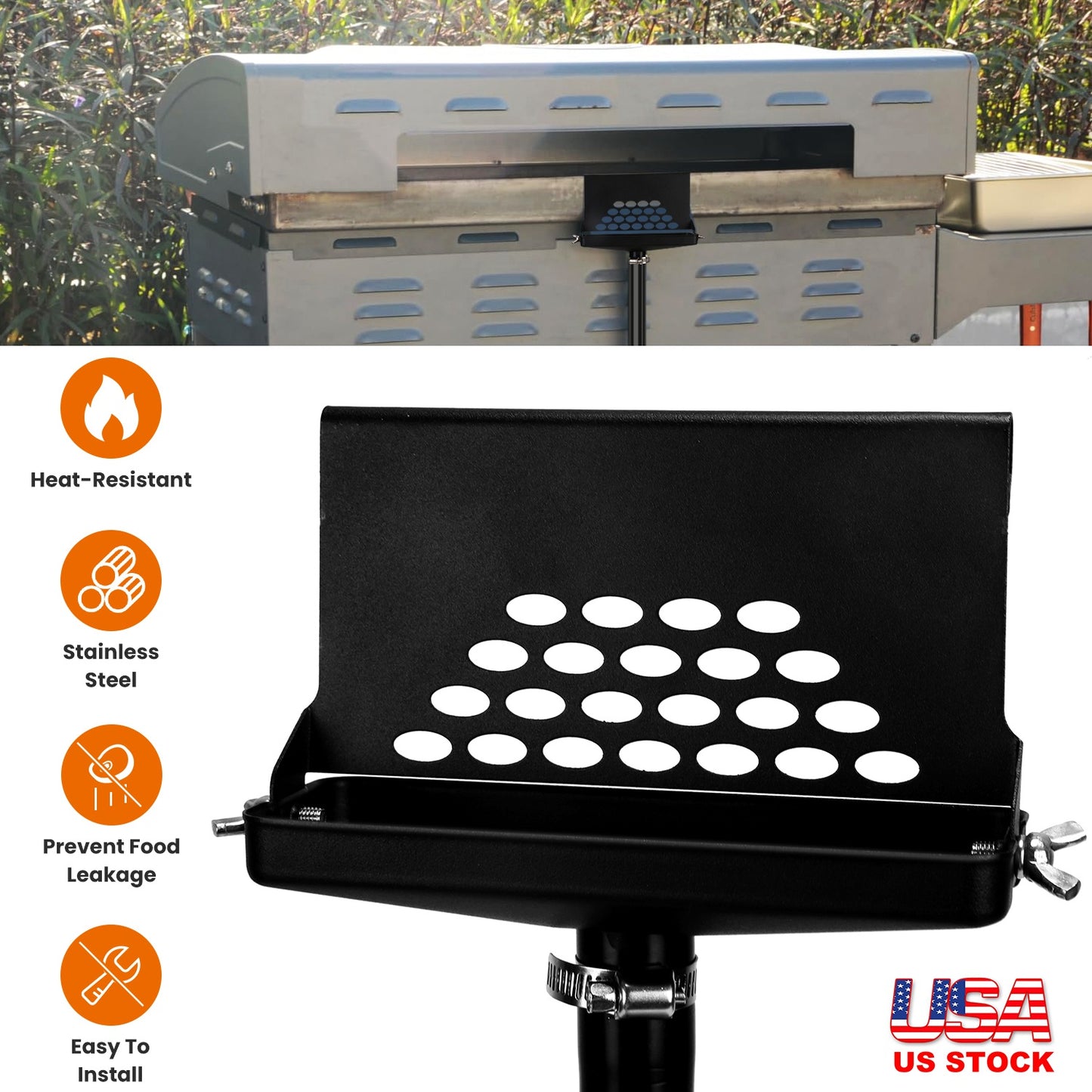 Rear Grease Drainage Funnel Fit For Blackstone Griddle Grease Catcher With 39.76IN Heat Resistant Hose Stainless Steel Grease Collector