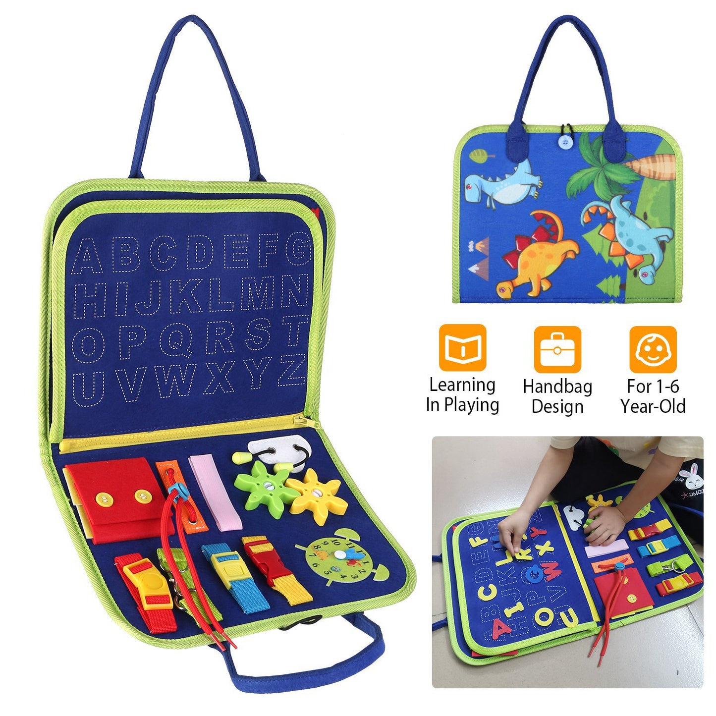 Kids Busy Board Sensory Activity Board Preschool Learning Toys Montessori Educational Gift for 1-6 Years Old Baby Toddler Girls Boys