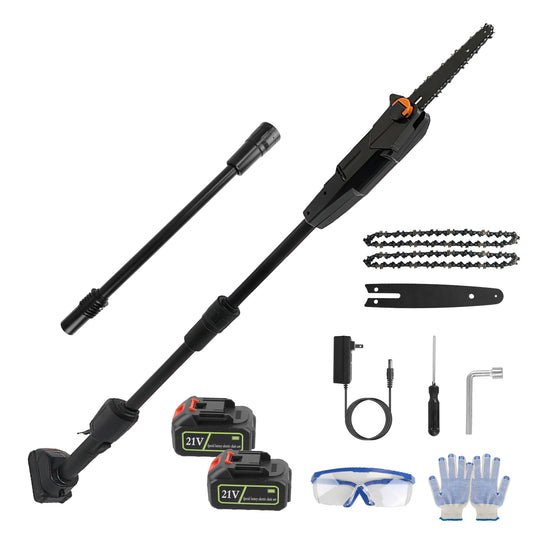 6in Cordless Pole Saw 7.4FT Maximum Extendable Length 35FT/S Speed Electric Pole Chainsaw 2Pcs 3.0Ah Batteries And Charger Included For Pruning Trimmi
