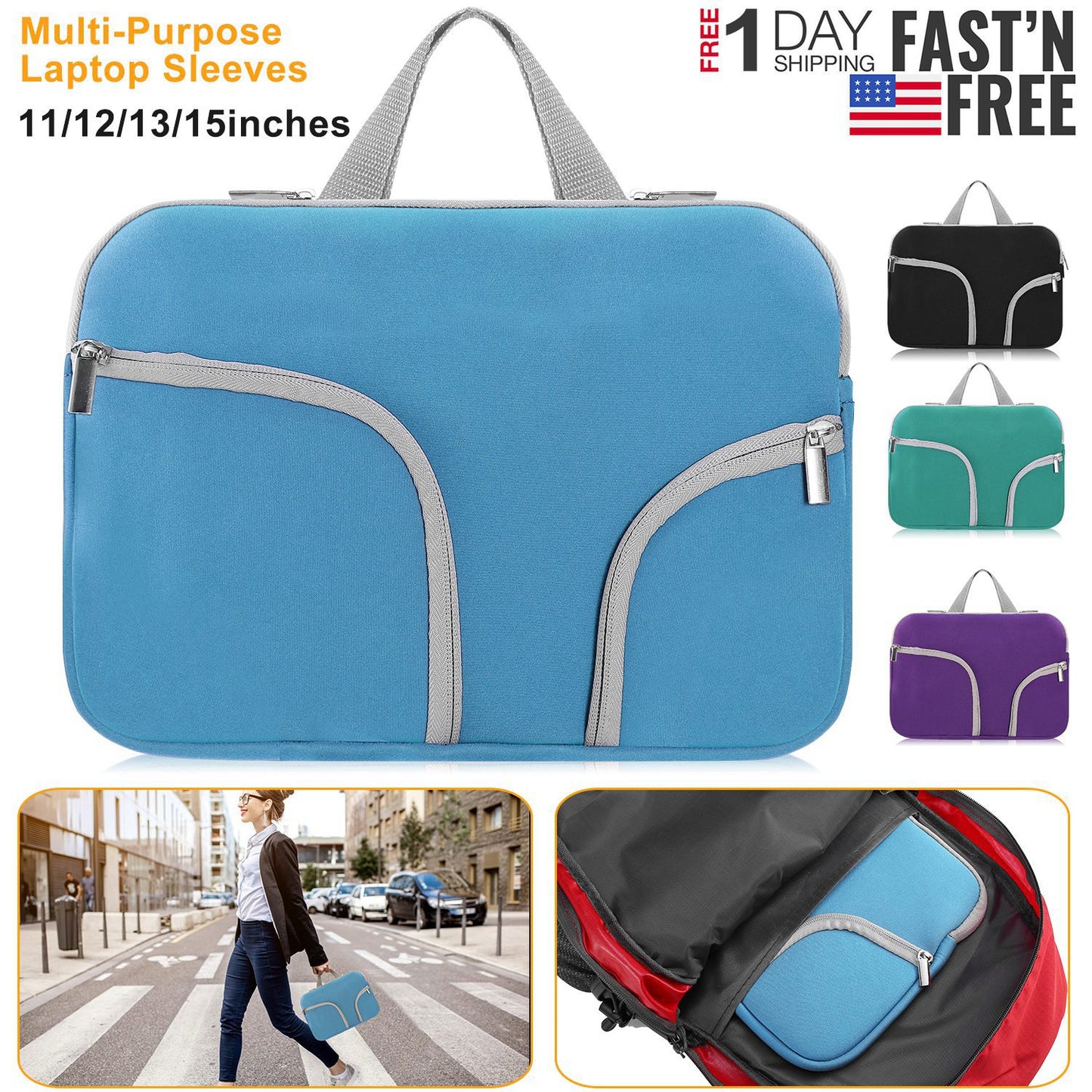 Portable Laptop Sleeve Bag for Macbook Air 11"13"12"15" Notebook Protector Case Carry Bag