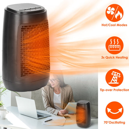 1500W Ceramic Space Heater with Oscillation & Tip-Over Protection