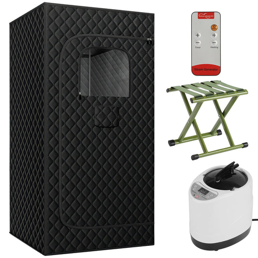 2.6x 2.6x 5.9FTPortable Sauna Tent 1 Person Steam Sauna for Home with 3L/1200W Steamer Folding Chair Remote Control 9 Steam Output Levels 5-95Mins Tim