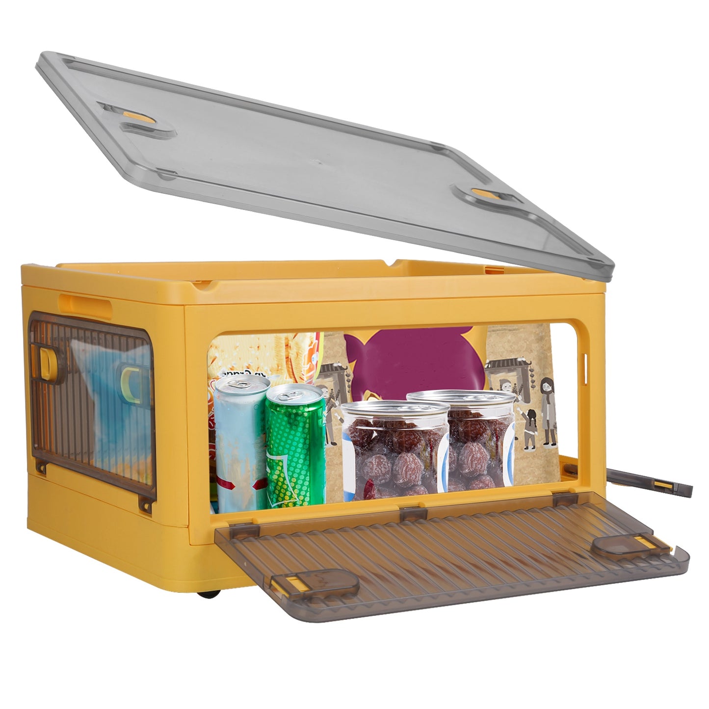 31QT/29L Foldable Storage Bins with Lid 4 Doors Collapsible Stackable Closet Organizer Containers with Lock 4Pcs Wheels