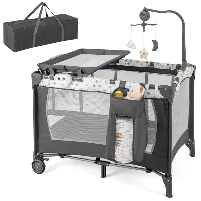 Multi-Functional Baby Playpen with Mattress and Removable Changing Table