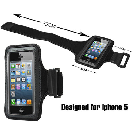 Black Armband Case with Adjustable Strap for iPhone 5