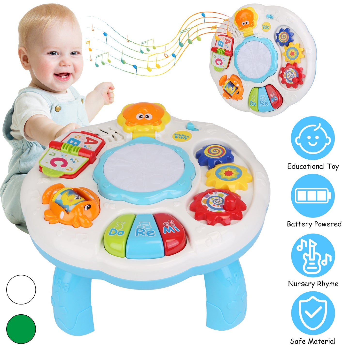Toddler Musical Learning Table Educational Baby Toys Musical Activity Table Learning Center for 6+ Months Boys Girls Gift