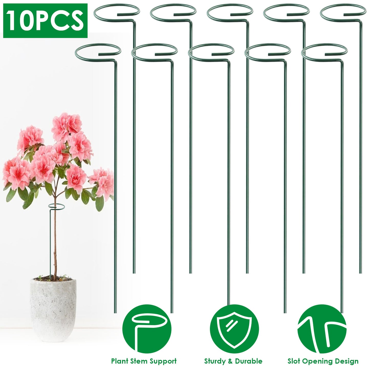 10 Packs 16in Plant Support Stakes Garden Flower Single Stem Support Stake Iron Plant Cage Support Ring For Tomatoes Orchid Lily Peony Rose Flower Ama