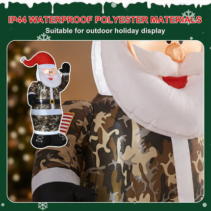 8FT Inflatable Camouflage Santa with LED Lights & Fan