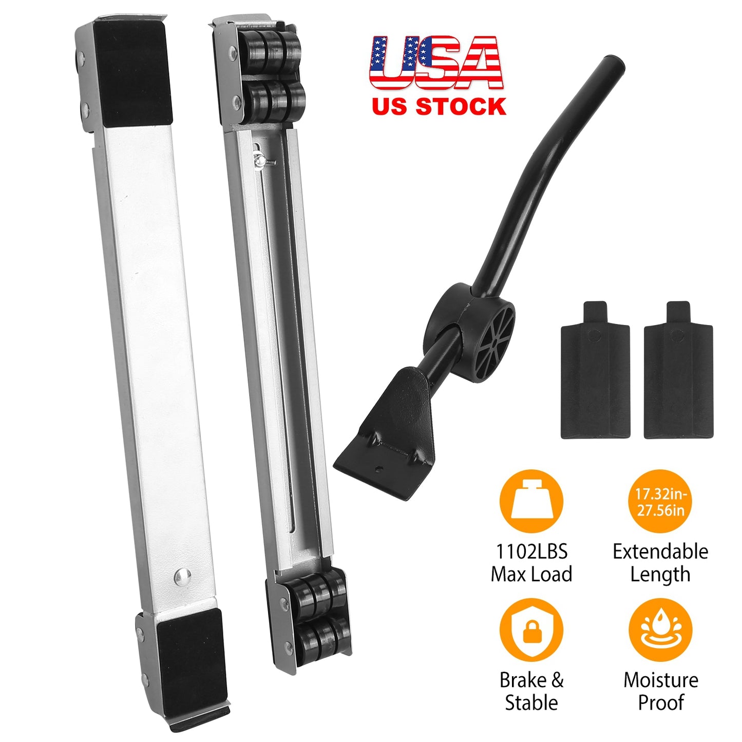 Furniture Dolly Mobile Roller Extendable Appliance Furniture Rolling Base Stand with Brake Pry For Washing Machine Fridge Dryer Cabinet 1102LBS Max Lo