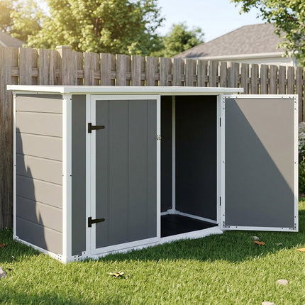 Resin Outdoor Storage Shed with Hydraulic Lid & Ramp 4.6x2.4 FT