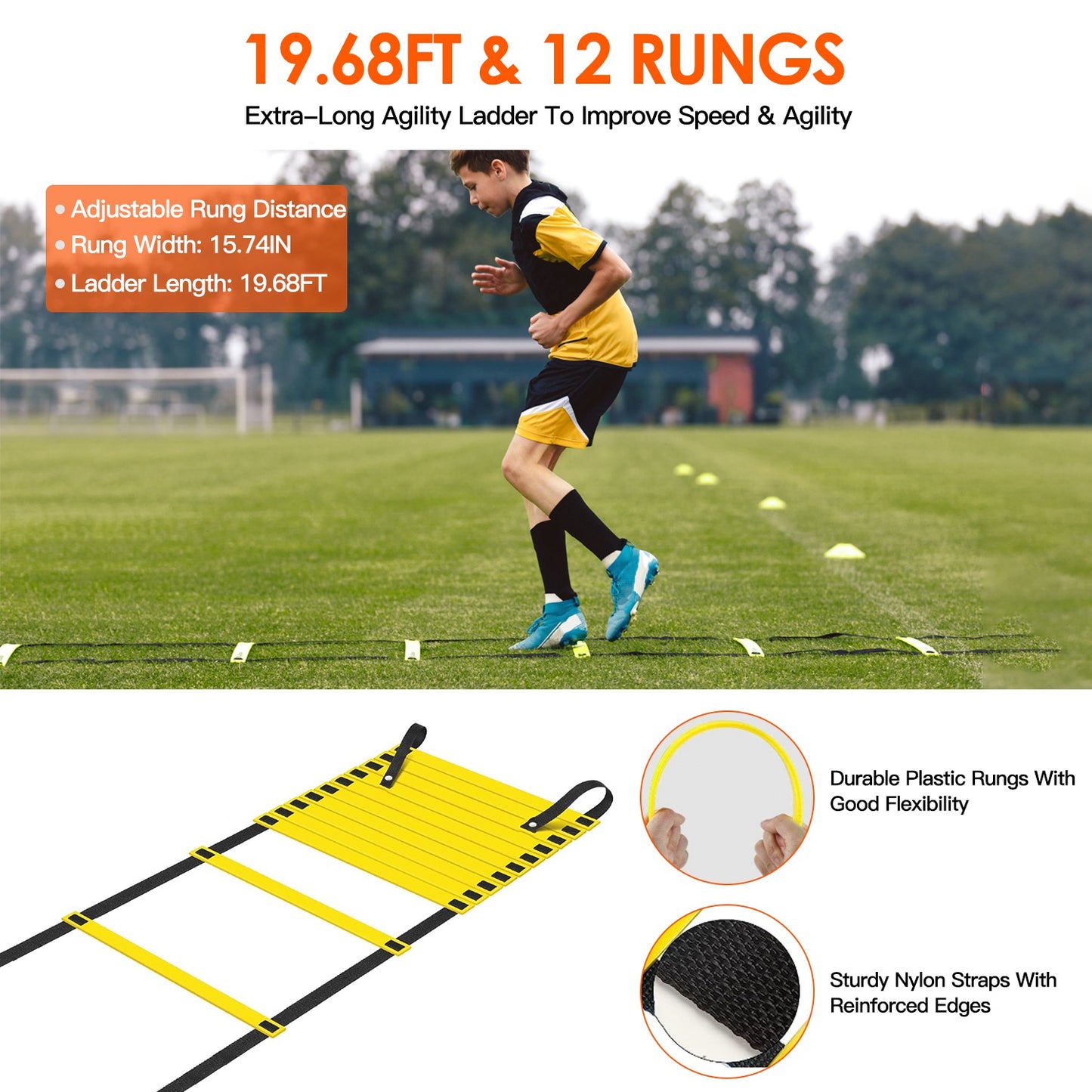 Kids Soccer Goal Training Equipment Set For Backyard Foldable 4x3FT Soccer Net Agility Ladder Inflatable Soccer Field Cones Portable Soccer Practice N