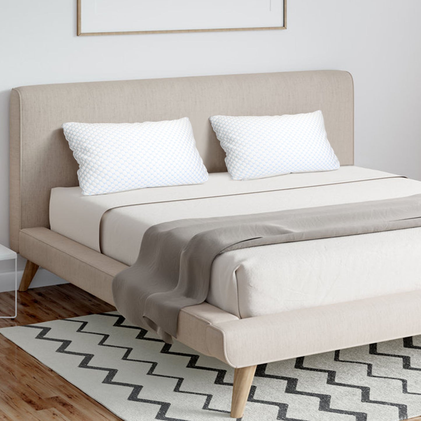 Shredded Memory Foam Pillow Adjustable Cool Pillow with Extra Filling Machine Washable Cover for Side Back Stomach Sleepers