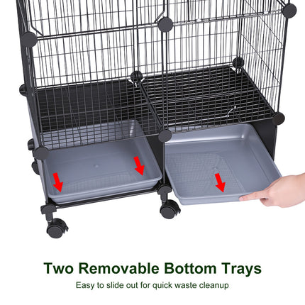 46-Inch Bird Cage with Wooden Perches and Lockable Wheels