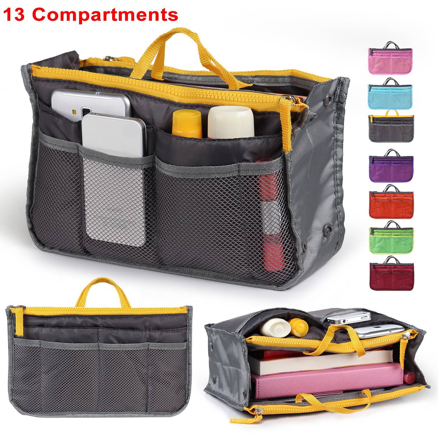 Women Lady Travel Insert Handbag Organiser Makeup Bags Toiletry Purse Liner w/Hand Strap