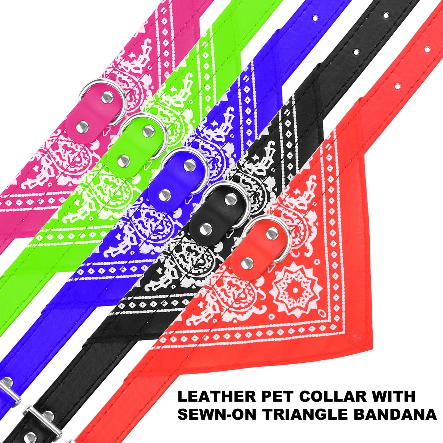 Adjustable Bandana Leather Pet Collar Triangle Scarf