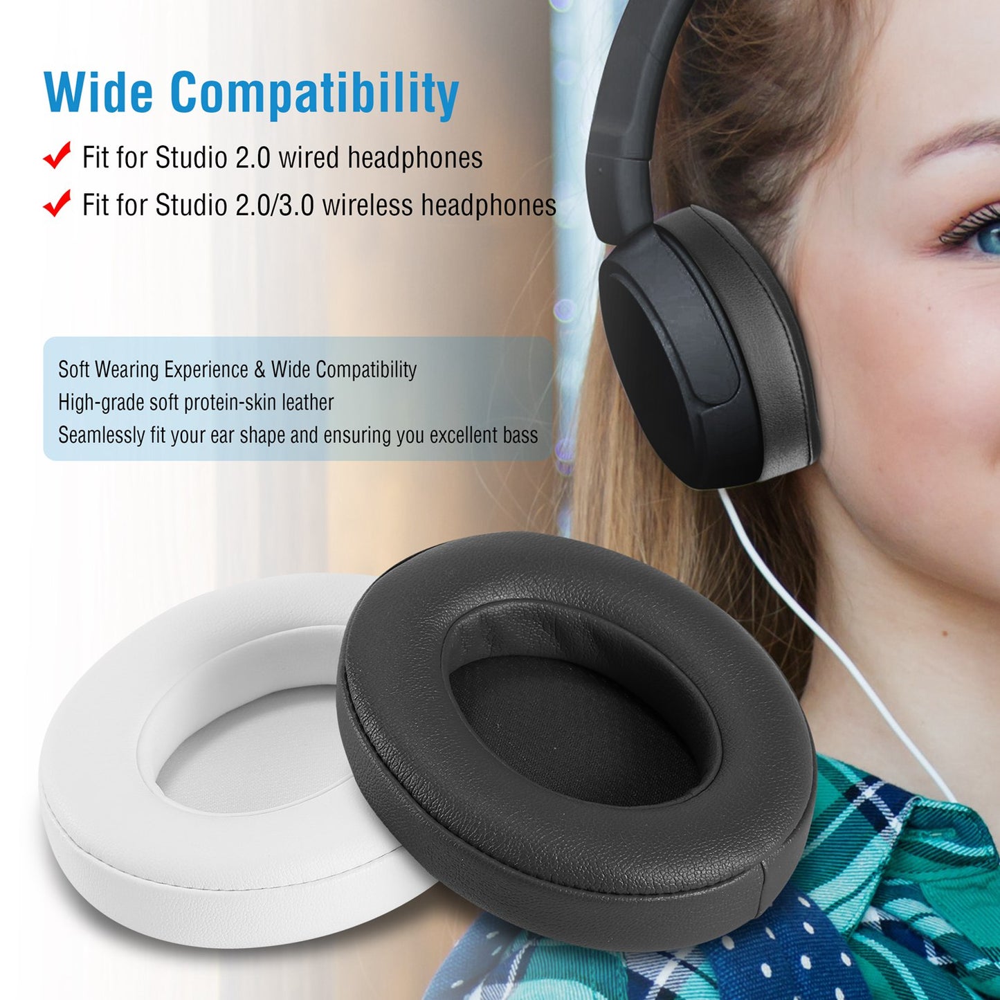 Ear Cushion Pads For Beat Studio2.0/3.0 Ear Cups Cover Replacement Soft Memory Foam Ear Pads