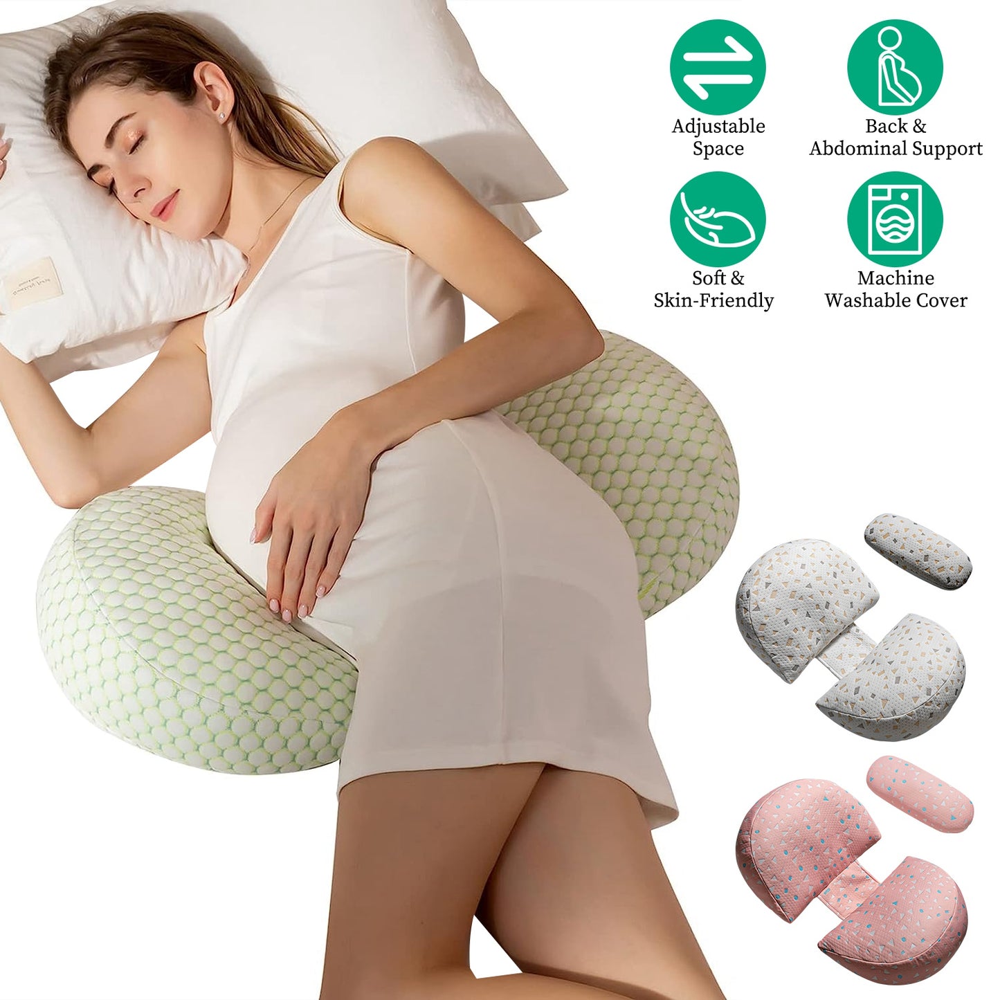 Pregnancy Pillows Adjustable Support Maternity PillowÊSoft Side Sleeper Pregnancy Pillows Wedge Pillow with Detachable Pillow Cover