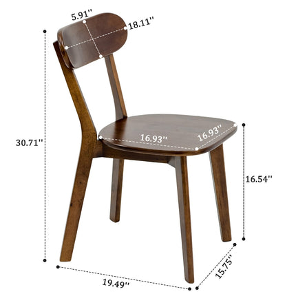 Solid Wood Dining Chair with Curved Backrest