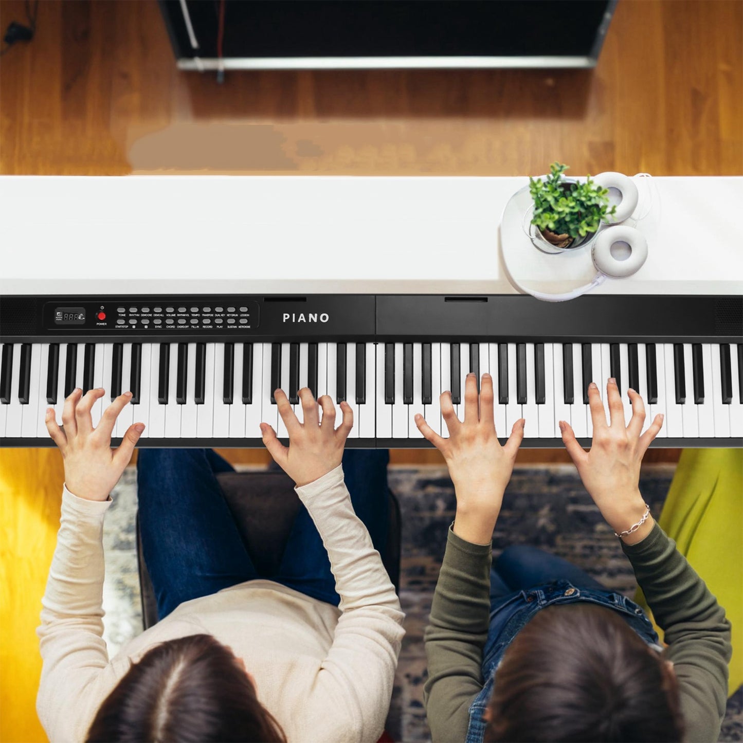 Folding Piano Keyboard 88 Keys Rechargeable Full Size Semi Weighted Piano Digital ElectronicÊPiano with LCD Screen Carry Bag Mic Sheet Music Stand Sti
