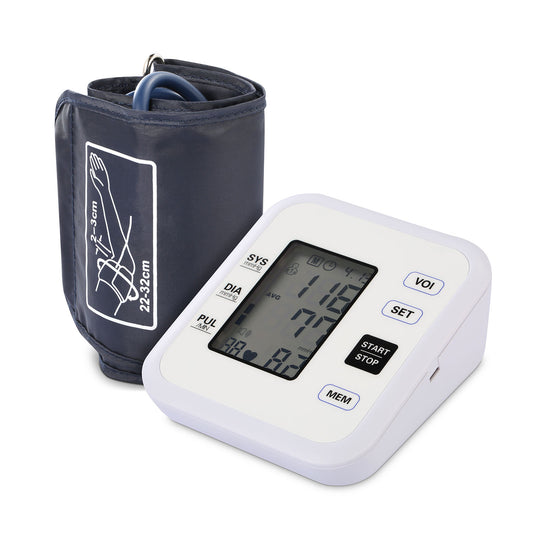 Arm Blood Pressure Monitor with Adjustable Cuff (8.7in-12.6in) Irregular Heartbeat Detector Voice Broadcast 2UsersÊ99 Memories LCD Display CE FDA Appr