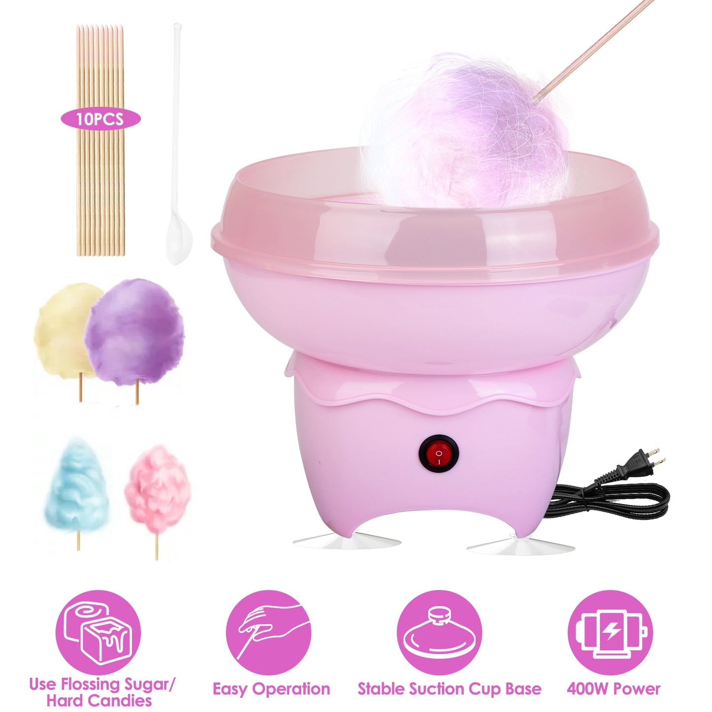 Cotton Candy Maker Portable Cotton Candy Machine Electric Cotton Candy Expressfor Kids Christmas Gift Birthday