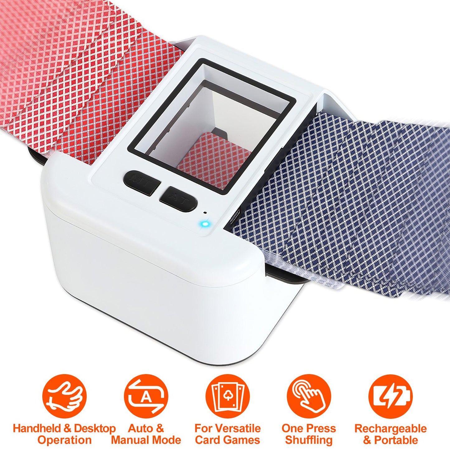 2 Deck Rechargeable Automatic Card Shuffler Professional Card Shuffler for for Texas Hold\'em Poker UNO with Auto Manual Mode Handheld Desktop