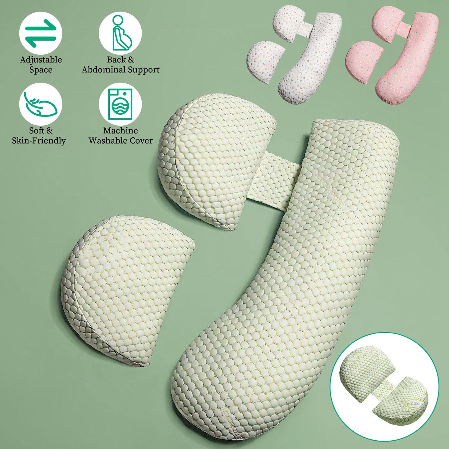 Pregnancy Pillows Adjustable Support Maternity PillowÊSoft Side Sleeper Pregnancy Pillows Wedge Pillow with Detachable Pillow Cover