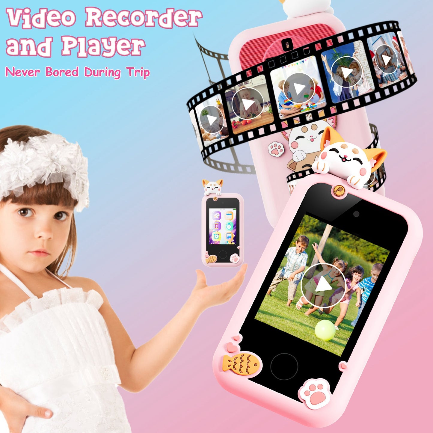 Kids Toy Smartphone Dual Camera Phone Touchscreen Learning Toy with Shockproof Cartoon Case Torch 16 Games ABC Learning for Boys Girls Aged 3+