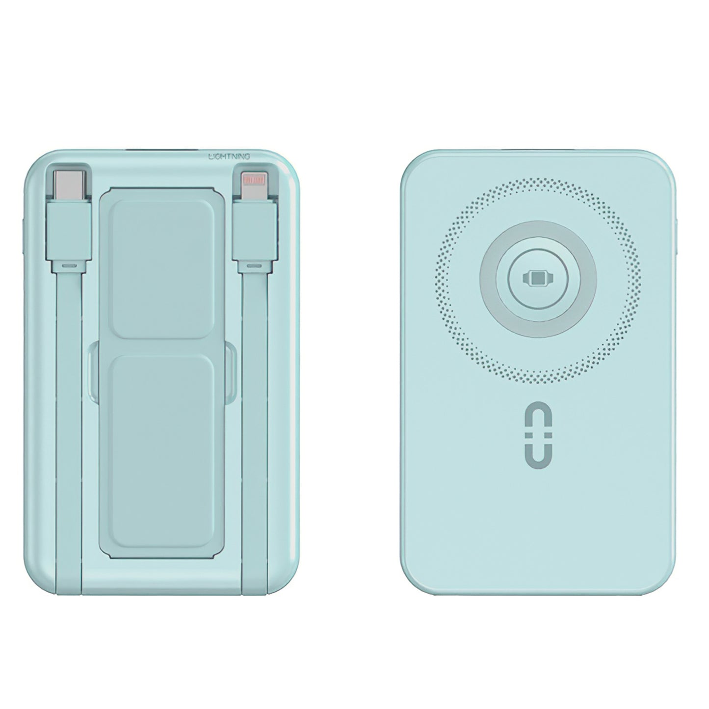 3 In 1 10000mAh MagSafe Fast Charging Power Bank PD20W Portable Charger with 2 Built In Cables Stand Fit for IOS Phone 16 15 13 Series And More