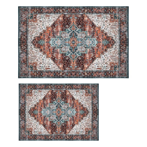 Vintage Boho 8x10 Rug – Washable, Non-Slip & Waterproof