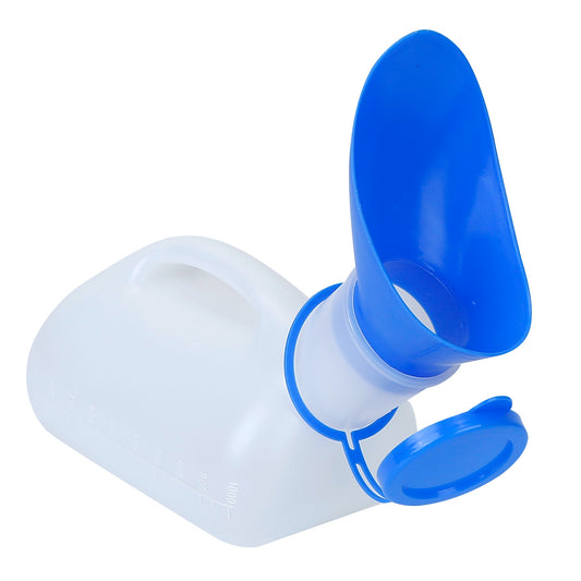 Unisex Potty UrinalÊBottle 1000ML/33.8OZ Adult EmergencyÊUrinal Device Portable Male Female Toilet w/ Lid Funnel For Car Camping Travel Hospital Outdo