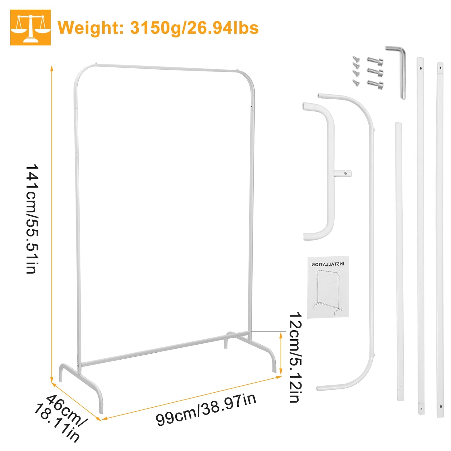 20kg/44lbs Loading Clothing Garment Racks Steel Freestanding Garment Racks Detachable Clothes Rack Stands Cloth Organizer for Store or Hanging Clothes