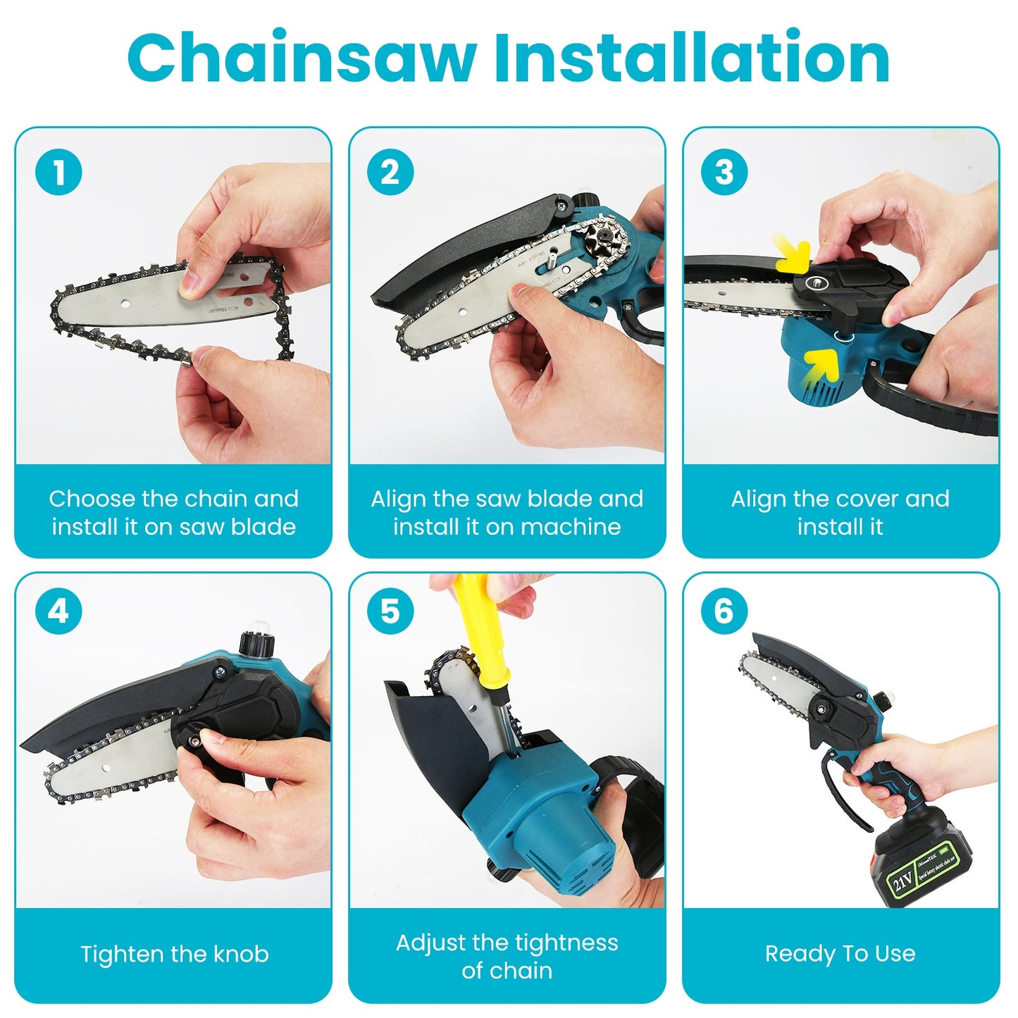 4 in 1 Cordless Pruning Shear and Electric Chainsaw With Max 5.5FT Extension Poles 4Ó/6Ó Pole Saw SK5 Blade Brushless Pruning Shear With 2Pcs 3.0Ah Ba