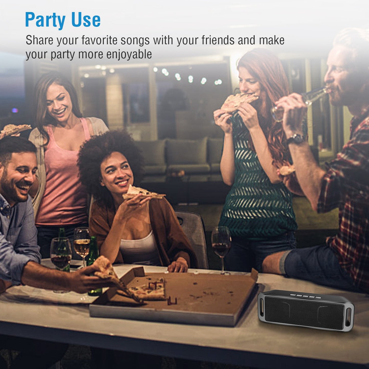 Wireless Speaker HD Stereo Enhanced Bass Hands-free w/ Noise-Cancelling Mic Portable Speaker 800mAh Battery Aux-in USB TF Slot for Party Camping Hikin