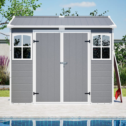 8x6 FT Resin Outdoor Storage Shed with Lockable Door